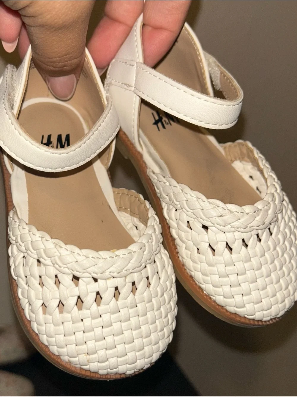 H&M Girls Pink, Floral, and White Mary Jane & Woven Dress Shoes Set of 3